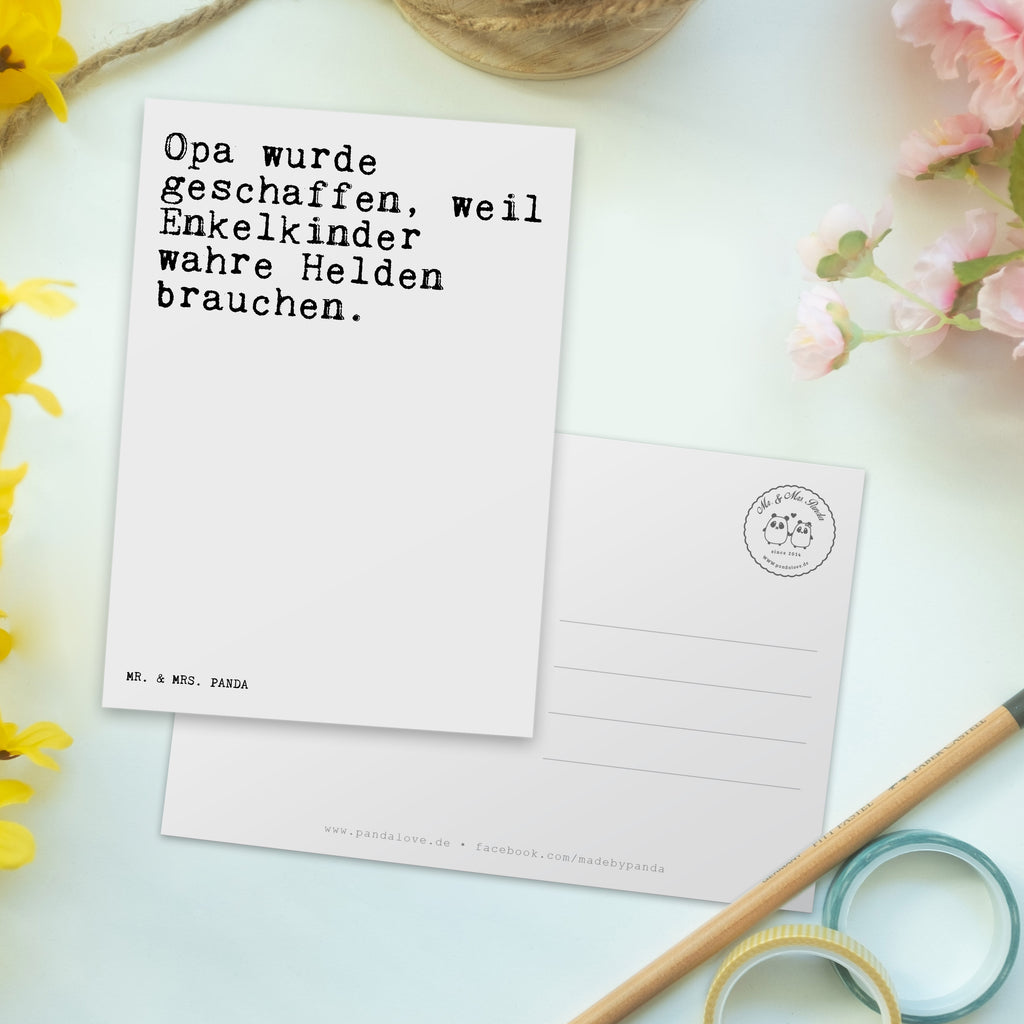 Postkarte Sprüche und Zitate Opa wurde geschaffen, weil Enkelkinder wahre Helden brauchen. Geschenkkarte, Grußkarte, Karte, Einladung, Ansichtskarte, Geburtstagskarte, Einladungskarte, Dankeskarte, Spruch, Sprüche, lustig, Weisheiten, Zitate, Spruch Sprüche Weisheiten Zitate Lustig Weisheit Worte
