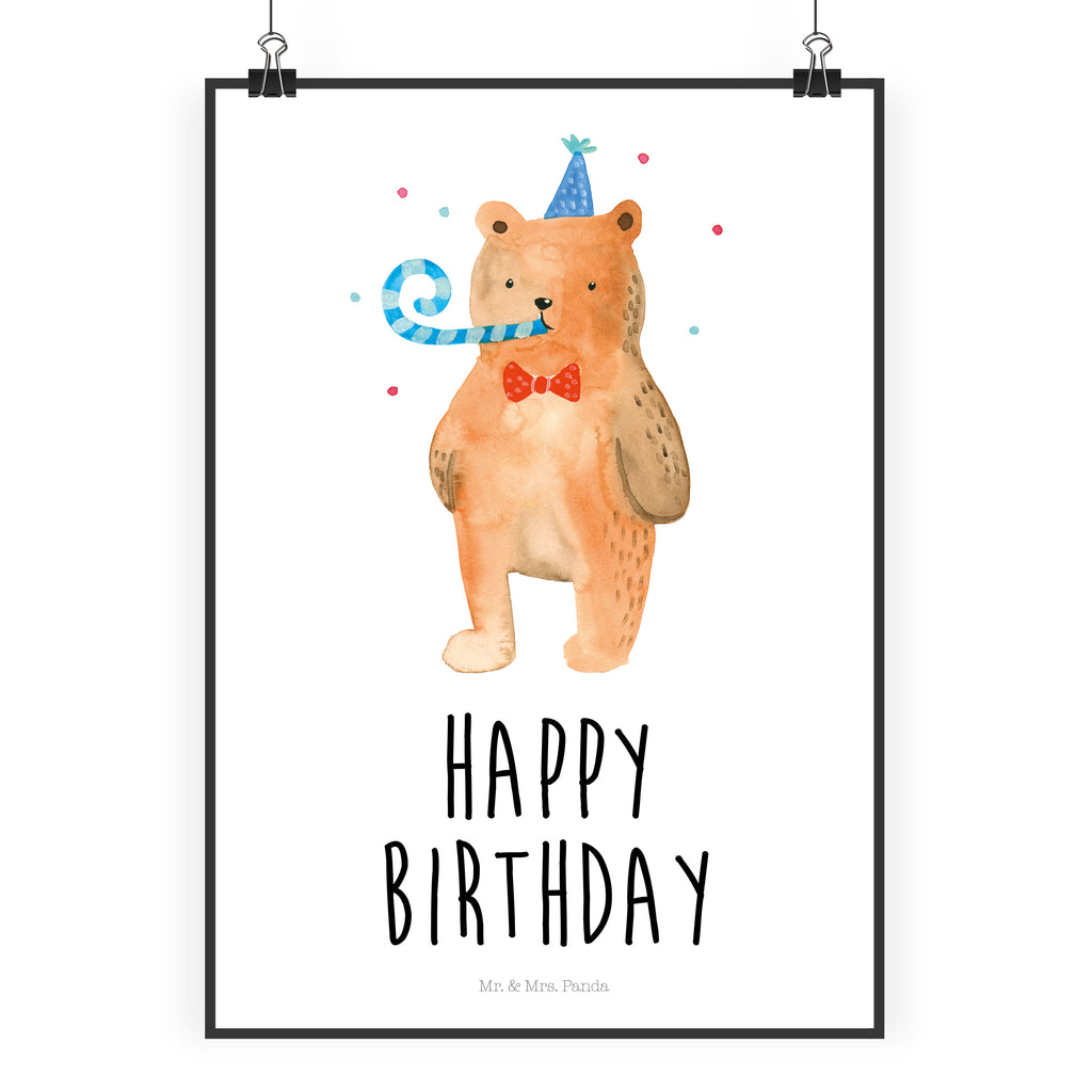 Poster Birthday Bär Poster, Wandposter, Bild, Wanddeko, Küchenposter, Kinderposter, Wanddeko Bild, Raumdekoration, Wanddekoration, Handgemaltes Poster, Mr. & Mrs. Panda Poster, Designposter, Kunstdruck, Posterdruck, Bär, Teddy, Teddybär, Happy Birthday, Alles Gute, Glückwunsch, Geburtstag
