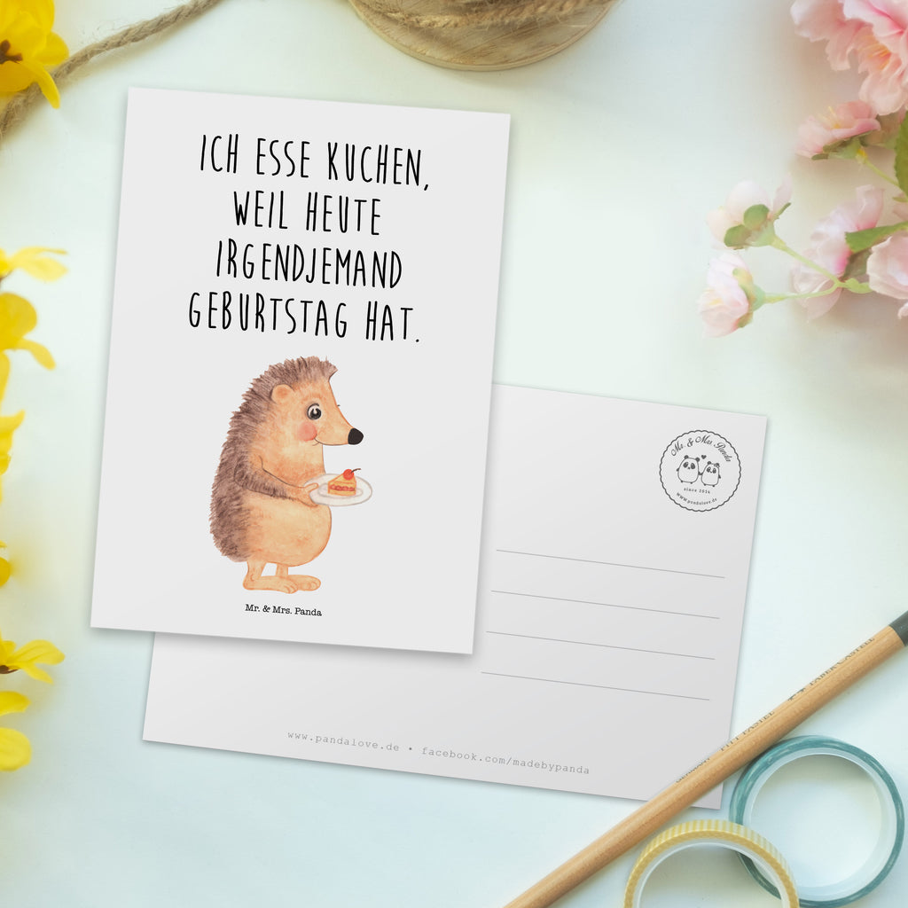 Postkarte Igel mit Kuchenstück Geschenkkarte, Grußkarte, Karte, Einladung, Ansichtskarte, Geburtstagskarte, Einladungskarte, Dankeskarte, Tiermotive, Gute Laune, lustige Sprüche, Tiere, Igel, Essen Spruch, Kuchen, Backen Geschenk, Kuchen backen, Einladung Party, Geburtstagskuchen, Torte