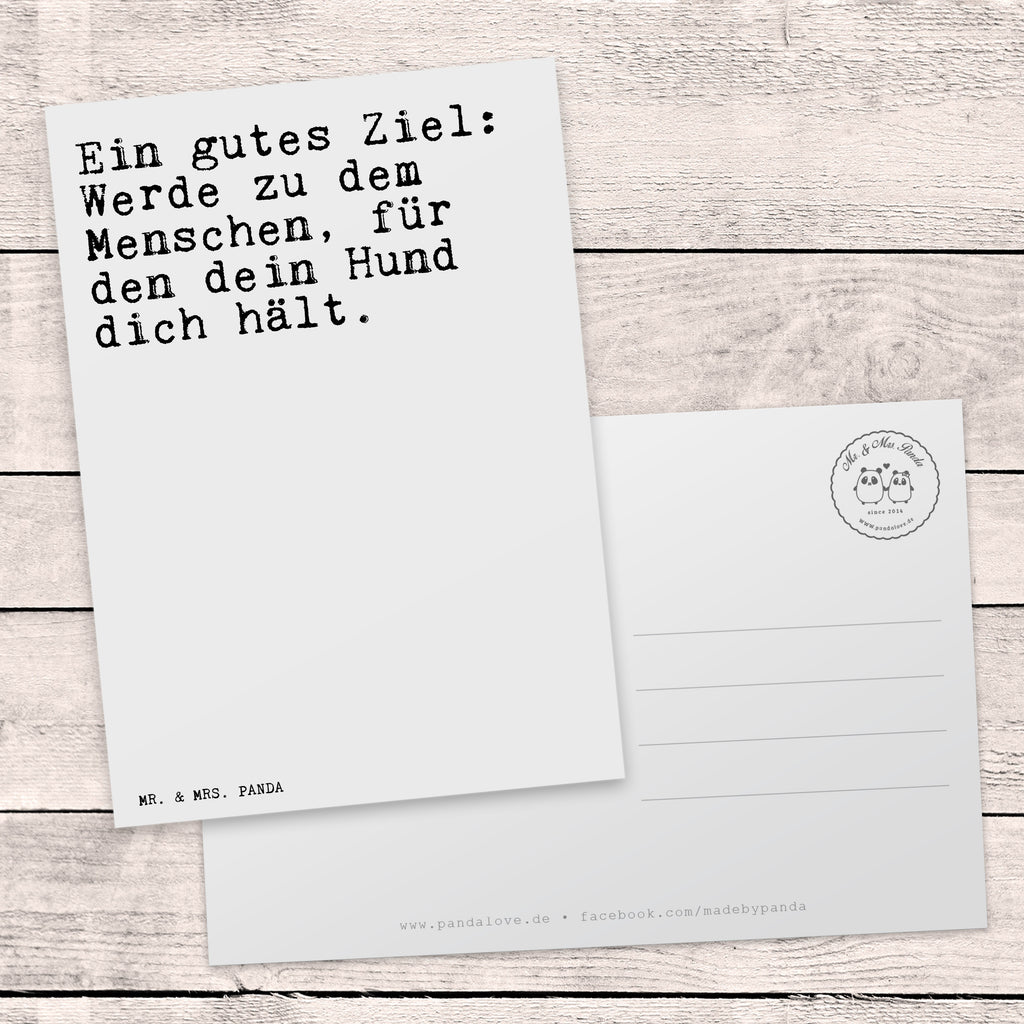 Postkarte Sprüche und Zitate Ein gutes Ziel: Werde zu dem Menschen, für den dein Hund dich hält. Geschenkkarte, Grußkarte, Karte, Einladung, Ansichtskarte, Geburtstagskarte, Einladungskarte, Dankeskarte, Spruch, Sprüche, lustig, Weisheiten, Zitate, Spruch Sprüche Weisheiten Zitate Lustig Weisheit Worte