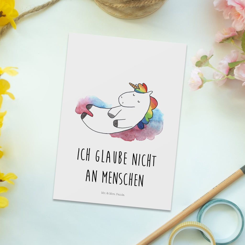 Postkarte Einhorn Wolke 7 Geschenkkarte, Grußkarte, Karte, Einladung, Ansichtskarte, Geburtstagskarte, Einladungskarte, Dankeskarte, Einhorn, Einhörner, Einhorn Deko, Pegasus, Unicorn, verliebt, Menschen, witzig, lustig, Geschenk, Glaube, Realität, Lächeln