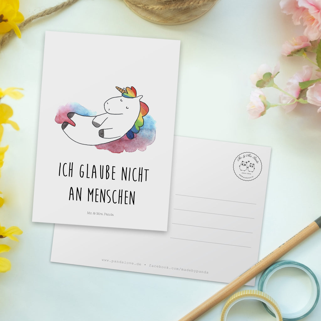 Postkarte Einhorn Wolke 7 Geschenkkarte, Grußkarte, Karte, Einladung, Ansichtskarte, Geburtstagskarte, Einladungskarte, Dankeskarte, Einhorn, Einhörner, Einhorn Deko, Pegasus, Unicorn, verliebt, Menschen, witzig, lustig, Geschenk, Glaube, Realität, Lächeln