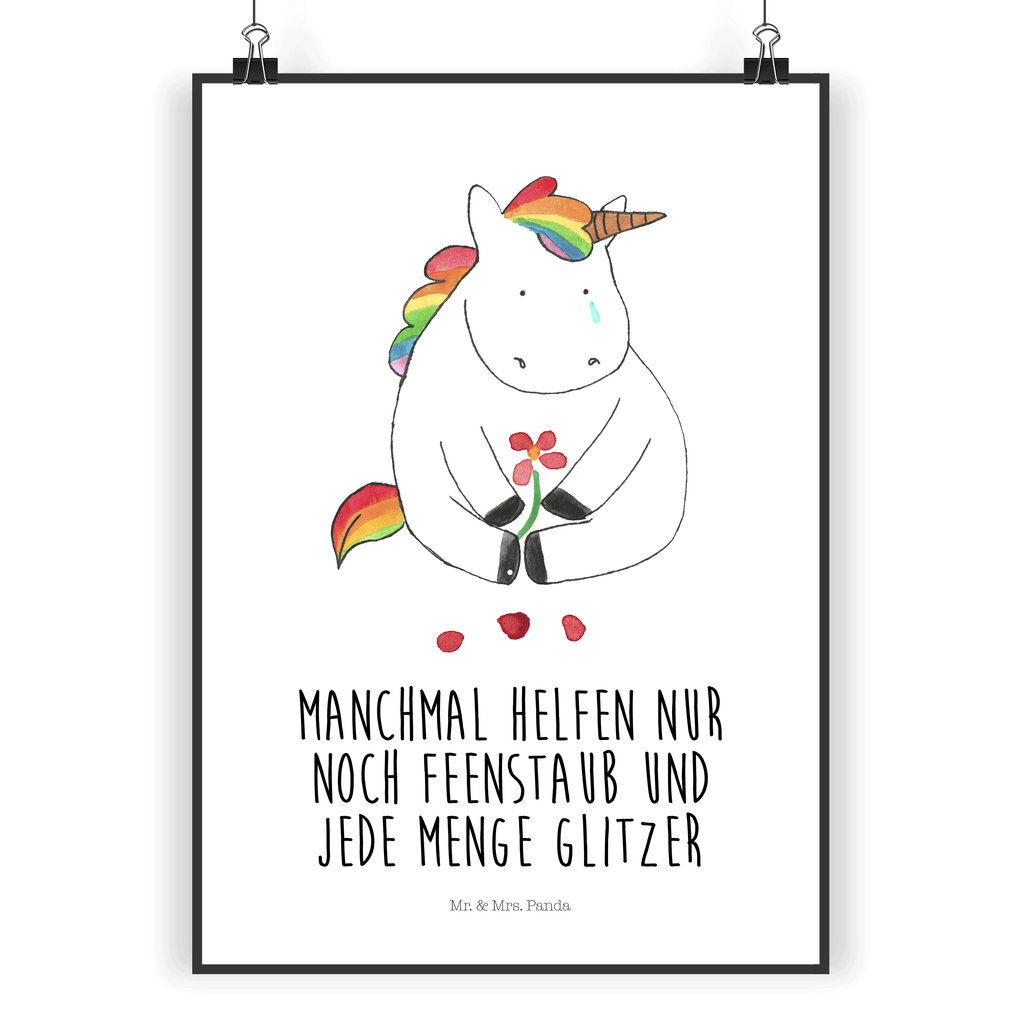 Poster Einhorn Traurig Poster, Wandposter, Bild, Wanddeko, Küchenposter, Kinderposter, Wanddeko Bild, Raumdekoration, Wanddekoration, Handgemaltes Poster, Mr. & Mrs. Panda Poster, Designposter, Kunstdruck, Posterdruck, Einhorn, Einhörner, Einhorn Deko, Pegasus, Unicorn, Glitzer, Trösten. Freundschaft, Freunde, Liebe, Trauer, Grußkarte, Blume