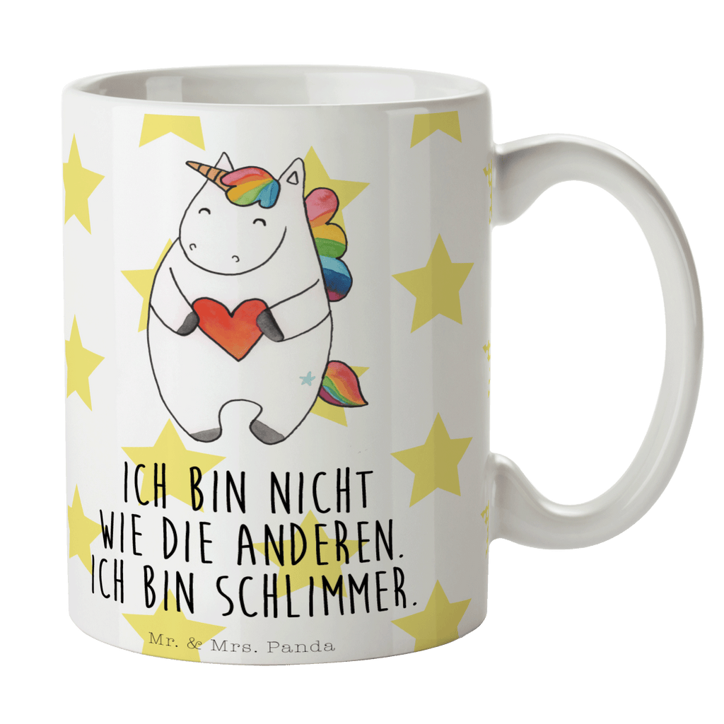 Tasse Einhorn Herz Einhorn, Herz, Einhörner, Unicorn, schlimm, böse, witzig, lustig, Freundin, anders, bunt Becher, Kaffeetasse, Kaffeebecher, Tee, Frühstück, Büro  Einhorn, Einhörner, Einhorn Deko, Pegasus, Unicorn