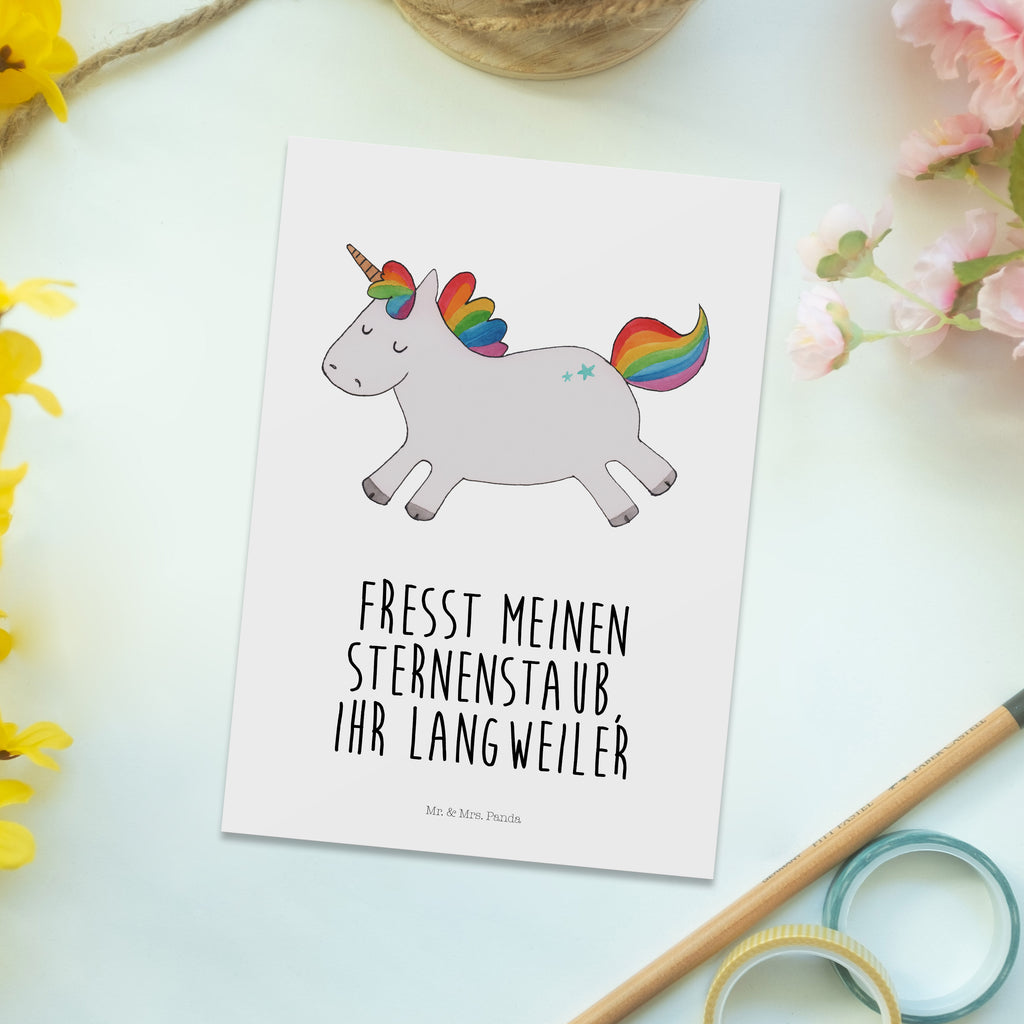 Postkarte Einhorn Happy Geschenkkarte, Grußkarte, Karte, Einladung, Ansichtskarte, Geburtstagskarte, Einladungskarte, Einhorn, Einhörner, Einhorn Deko, Pegasus, Unicorn, glücklich, fröhlich, Spaß, Freude, Lebensfreude, witzig, spannend, Lächeln, Lachen