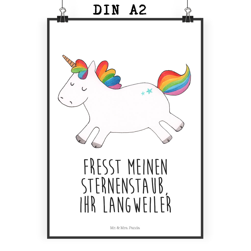 Poster Einhorn Happy Poster, Wandposter, Bild, Wanddeko, Küchenposter, Kinderposter, Wanddeko Bild, Raumdekoration, Wanddekoration, Handgemaltes Poster, Mr. & Mrs. Panda Poster, Designposter, Kunstdruck, Posterdruck, Einhorn, Einhörner, Einhorn Deko, Pegasus, Unicorn, glücklich, fröhlich, Spaß, Freude, Lebensfreude, witzig, spannend, Lächeln, Lachen
