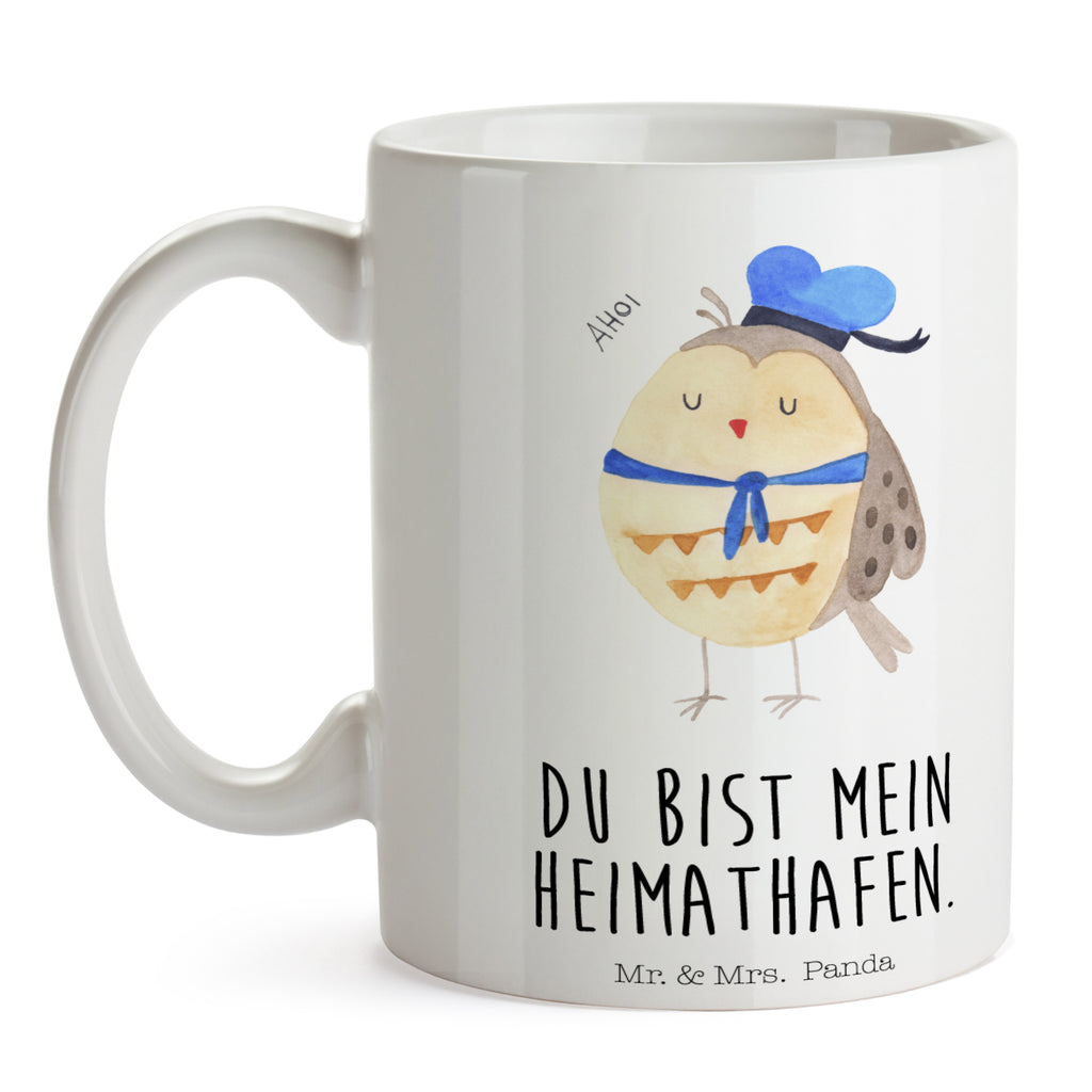 Tasse Eule Matrosen Eule Spruch, Eule Deko, Owl, Wortspiel lustig, Matrose, Freundin, Ehe, Seefahrer, Heimathafen, Hochzeitstag Geschenk   Becher, Kaffeetasse, Kaffeebecher, Tee, Frühstück, Büro  Eule