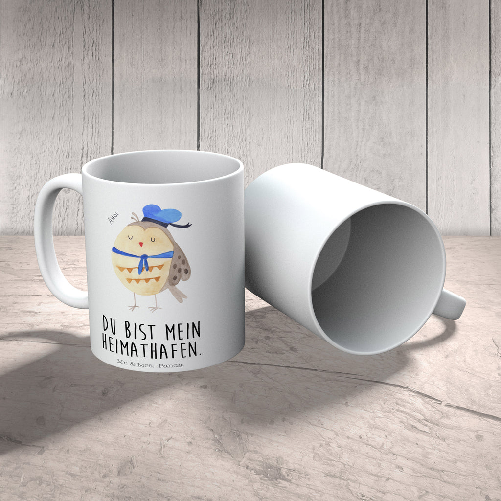 Tasse Eule Matrosen Eule Spruch, Eule Deko, Owl, Wortspiel lustig, Matrose, Freundin, Ehe, Seefahrer, Heimathafen, Hochzeitstag Geschenk   Becher, Kaffeetasse, Kaffeebecher, Tee, Frühstück, Büro  Eule