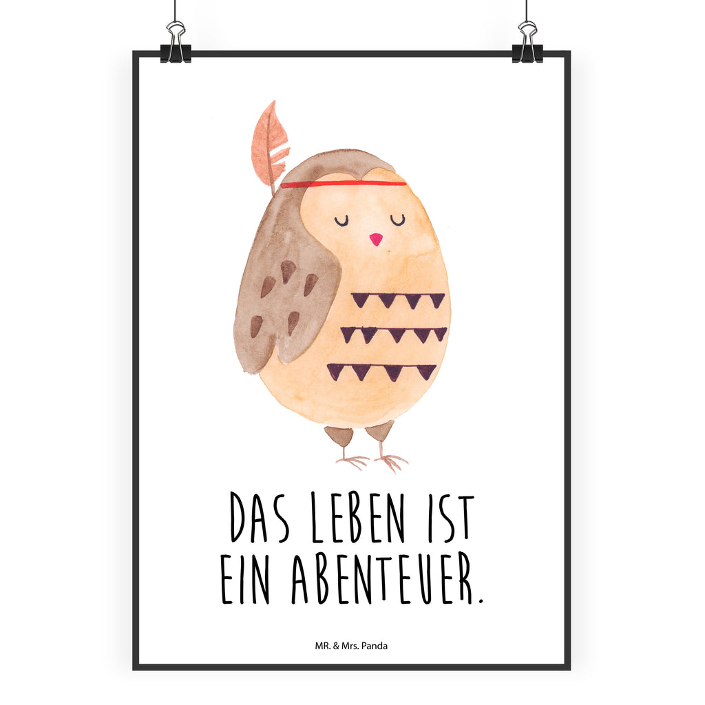 Poster Eule Federschmuck Poster, Wandposter, Bild, Wanddeko, Küchenposter, Kinderposter, Wanddeko Bild, Raumdekoration, Wanddekoration, Handgemaltes Poster, Mr. & Mrs. Panda Poster, Designposter, Kunstdruck, Posterdruck, Eule, Eule Deko, Owl, Das Leben ist ein Abenteuer, Reisespruch, Federschmuck, Dekoration