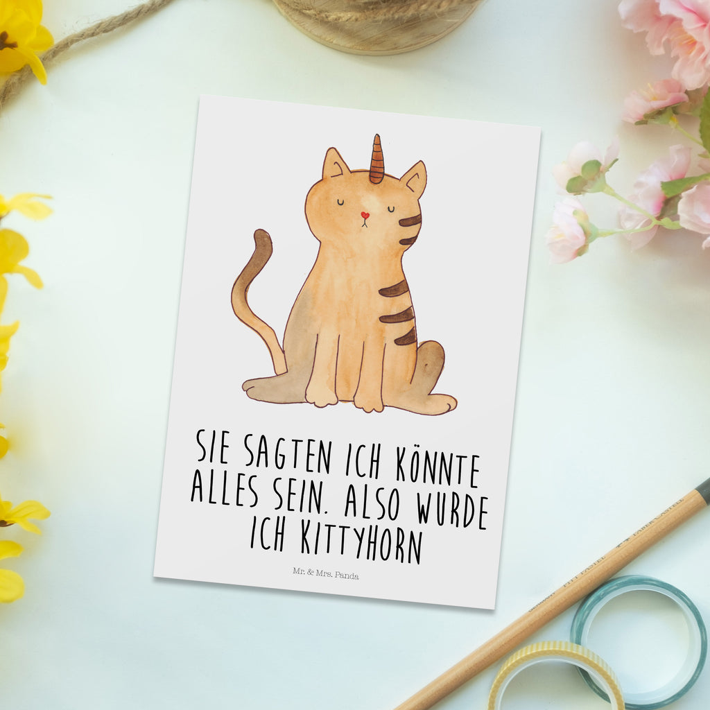 Postkarte Einhorn Katze Geschenkkarte, Grußkarte, Karte, Einladung, Ansichtskarte, Geburtstagskarte, Einladungskarte, Dankeskarte, Einhorn, Einhörner, Einhorn Deko, Pegasus, Unicorn, Katzer, Mieze, Regenbogen, Glitzer, Einhornpower, Erwachsenwerden, Katze, Katzenhorn, Einhornkatze, Kittyhorn