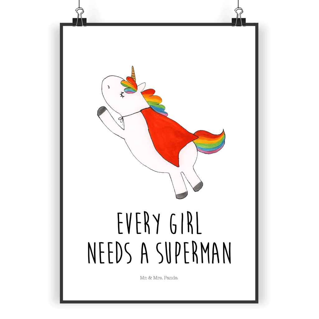 Poster Einhorn Super Poster, Wandposter, Bild, Wanddeko, Küchenposter, Kinderposter, Wanddeko Bild, Raumdekoration, Wanddekoration, Handgemaltes Poster, Mr. & Mrs. Panda Poster, Designposter, Kunstdruck, Posterdruck, Einhorn, Einhörner, Einhorn Deko, Pegasus, Unicorn, Traummann, Superheld, Held, Freundin, Geschenk, Girl, Mädchen