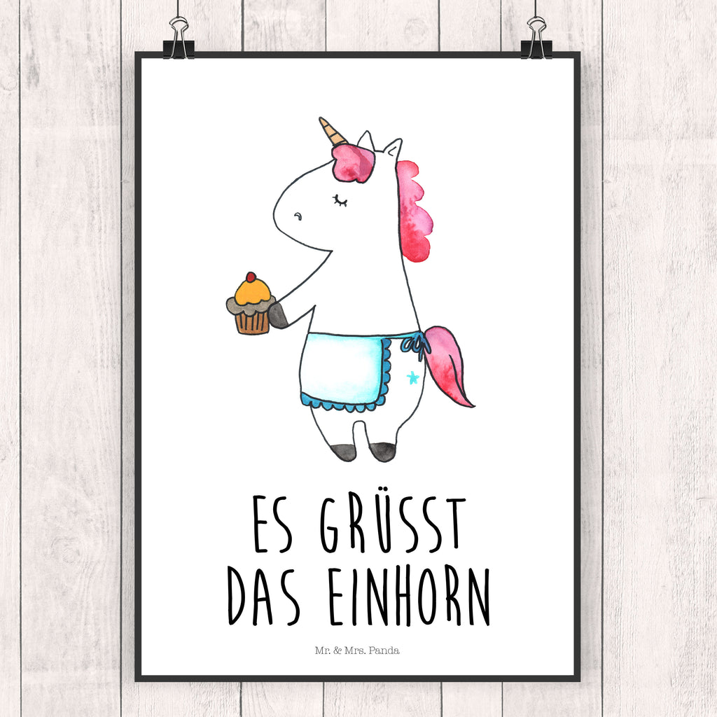 Poster Einhorn Muffin Poster, Wandposter, Bild, Wanddeko, Küchenposter, Kinderposter, Wanddeko Bild, Raumdekoration, Wanddekoration, Handgemaltes Poster, Mr. & Mrs. Panda Poster, Designposter, Kunstdruck, Posterdruck, Einhorn, Einhörner, Einhorn Deko, Pegasus, Unicorn, Geburtstag, Backen, Muffin, Kekse, Geburtstagsgrüße, Glückwünsche, Liebesgrüße, Grüße