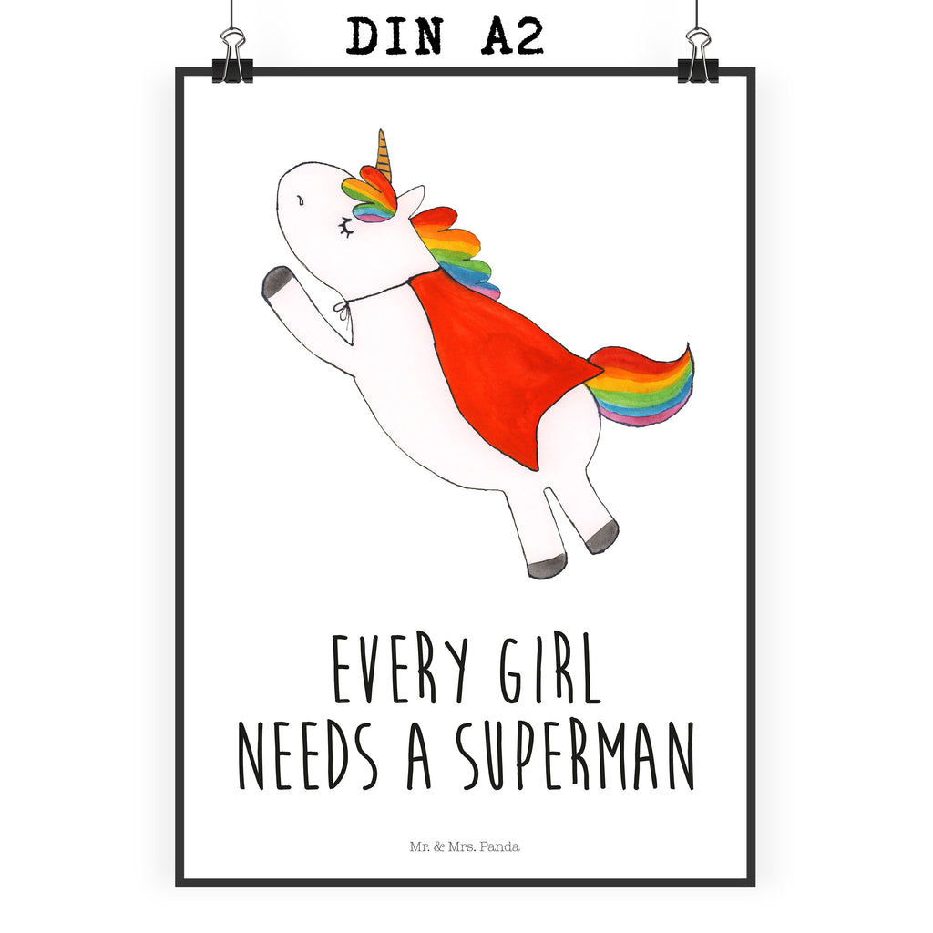 Poster Einhorn Super Poster, Wandposter, Bild, Wanddeko, Küchenposter, Kinderposter, Wanddeko Bild, Raumdekoration, Wanddekoration, Handgemaltes Poster, Mr. & Mrs. Panda Poster, Designposter, Kunstdruck, Posterdruck, Einhorn, Einhörner, Einhorn Deko, Pegasus, Unicorn, Traummann, Superheld, Held, Freundin, Geschenk, Girl, Mädchen
