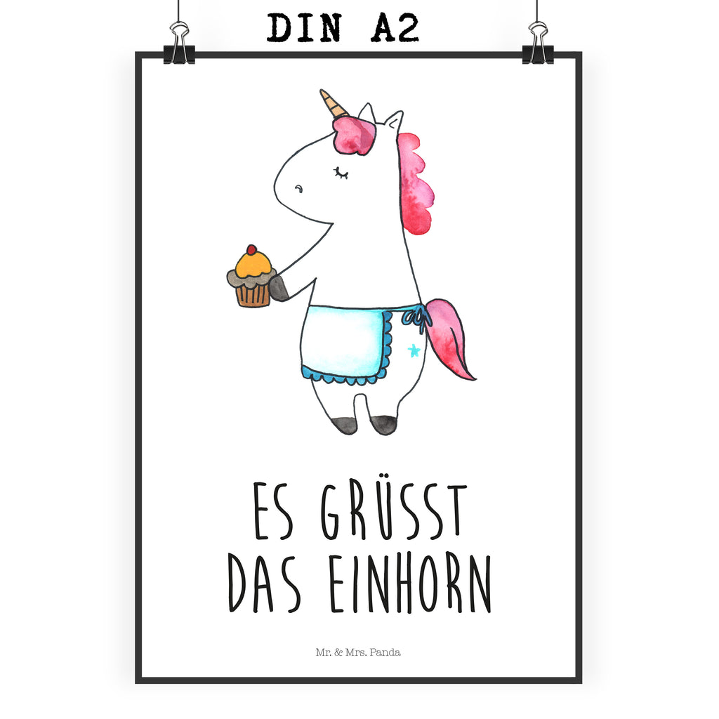 Poster Einhorn Muffin Poster, Wandposter, Bild, Wanddeko, Küchenposter, Kinderposter, Wanddeko Bild, Raumdekoration, Wanddekoration, Handgemaltes Poster, Mr. & Mrs. Panda Poster, Designposter, Kunstdruck, Posterdruck, Einhorn, Einhörner, Einhorn Deko, Pegasus, Unicorn, Geburtstag, Backen, Muffin, Kekse, Geburtstagsgrüße, Glückwünsche, Liebesgrüße, Grüße