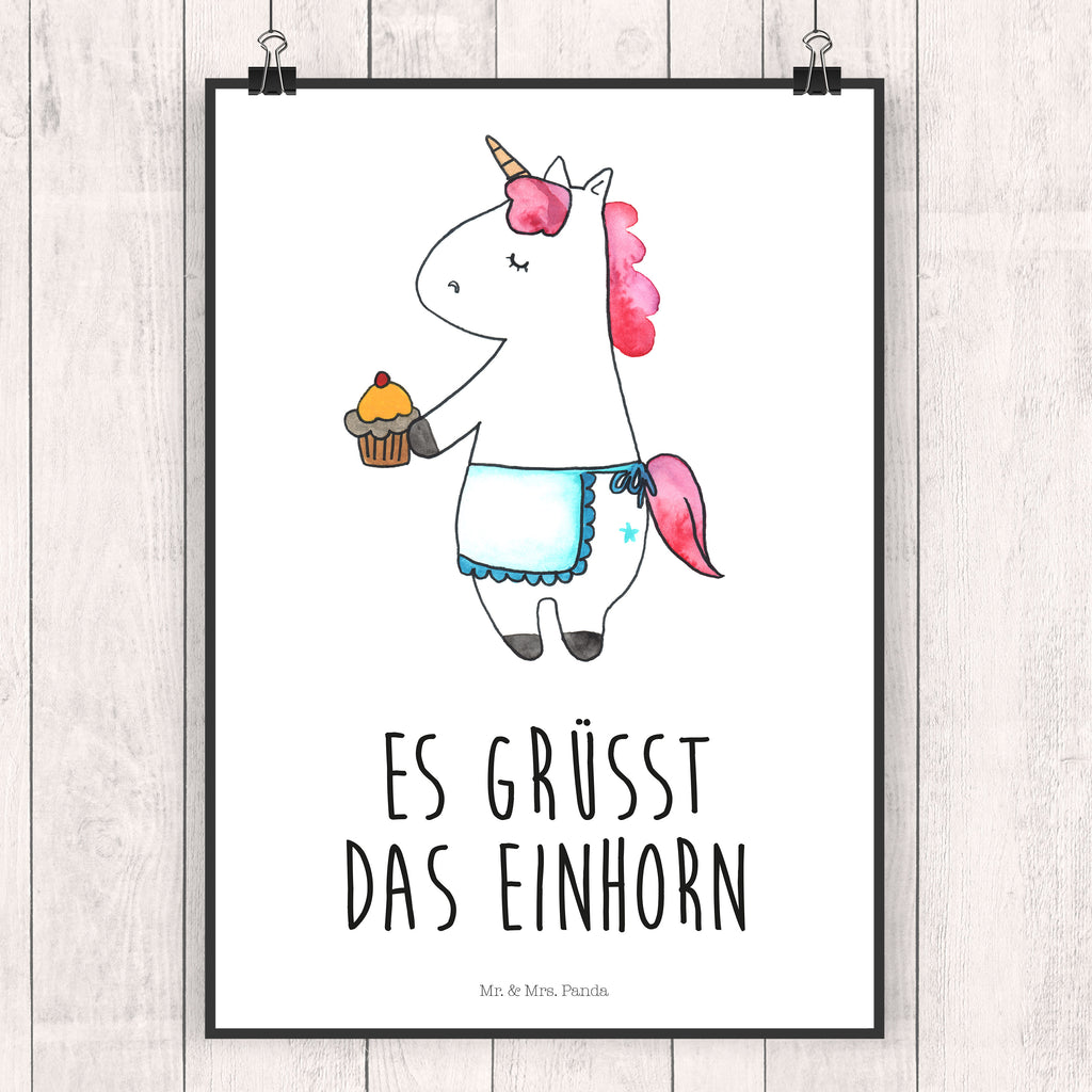 Poster Einhorn Muffin Poster, Wandposter, Bild, Wanddeko, Küchenposter, Kinderposter, Wanddeko Bild, Raumdekoration, Wanddekoration, Handgemaltes Poster, Mr. & Mrs. Panda Poster, Designposter, Kunstdruck, Posterdruck, Einhorn, Einhörner, Einhorn Deko, Pegasus, Unicorn, Geburtstag, Backen, Muffin, Kekse, Geburtstagsgrüße, Glückwünsche, Liebesgrüße, Grüße