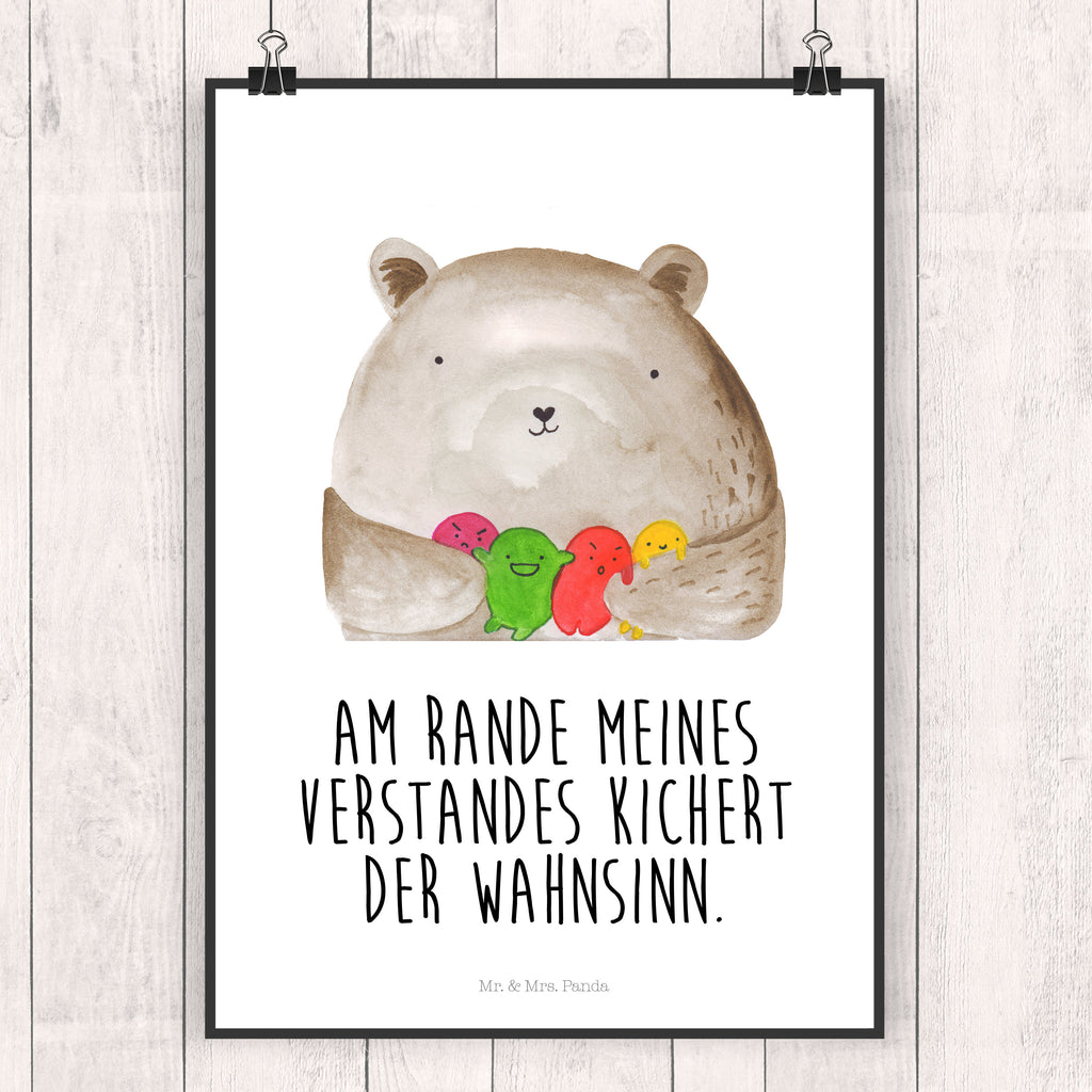 Poster Bär Gefühl Poster, Wandposter, Bild, Wanddeko, Küchenposter, Kinderposter, Wanddeko Bild, Raumdekoration, Wanddekoration, Handgemaltes Poster, Mr. & Mrs. Panda Poster, Designposter, Kunstdruck, Posterdruck, Bär, Teddy, Teddybär, Wahnsinn, Verrückt, Durchgedreht