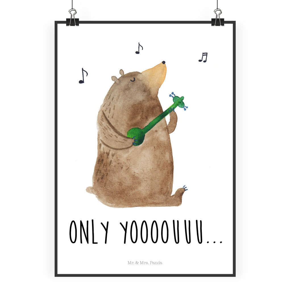 Poster Bär Gitarre Poster, Wandposter, Bild, Wanddeko, Küchenposter, Kinderposter, Wanddeko Bild, Raumdekoration, Wanddekoration, Handgemaltes Poster, Mr. & Mrs. Panda Poster, Designposter, Kunstdruck, Posterdruck, Bär, Teddy, Teddybär