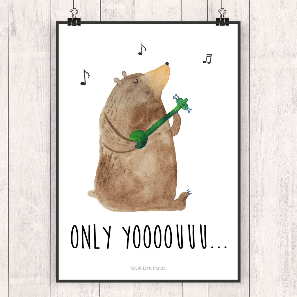 Poster Bär Gitarre Poster, Wandposter, Bild, Wanddeko, Küchenposter, Kinderposter, Wanddeko Bild, Raumdekoration, Wanddekoration, Handgemaltes Poster, Mr. & Mrs. Panda Poster, Designposter, Kunstdruck, Posterdruck, Bär, Teddy, Teddybär
