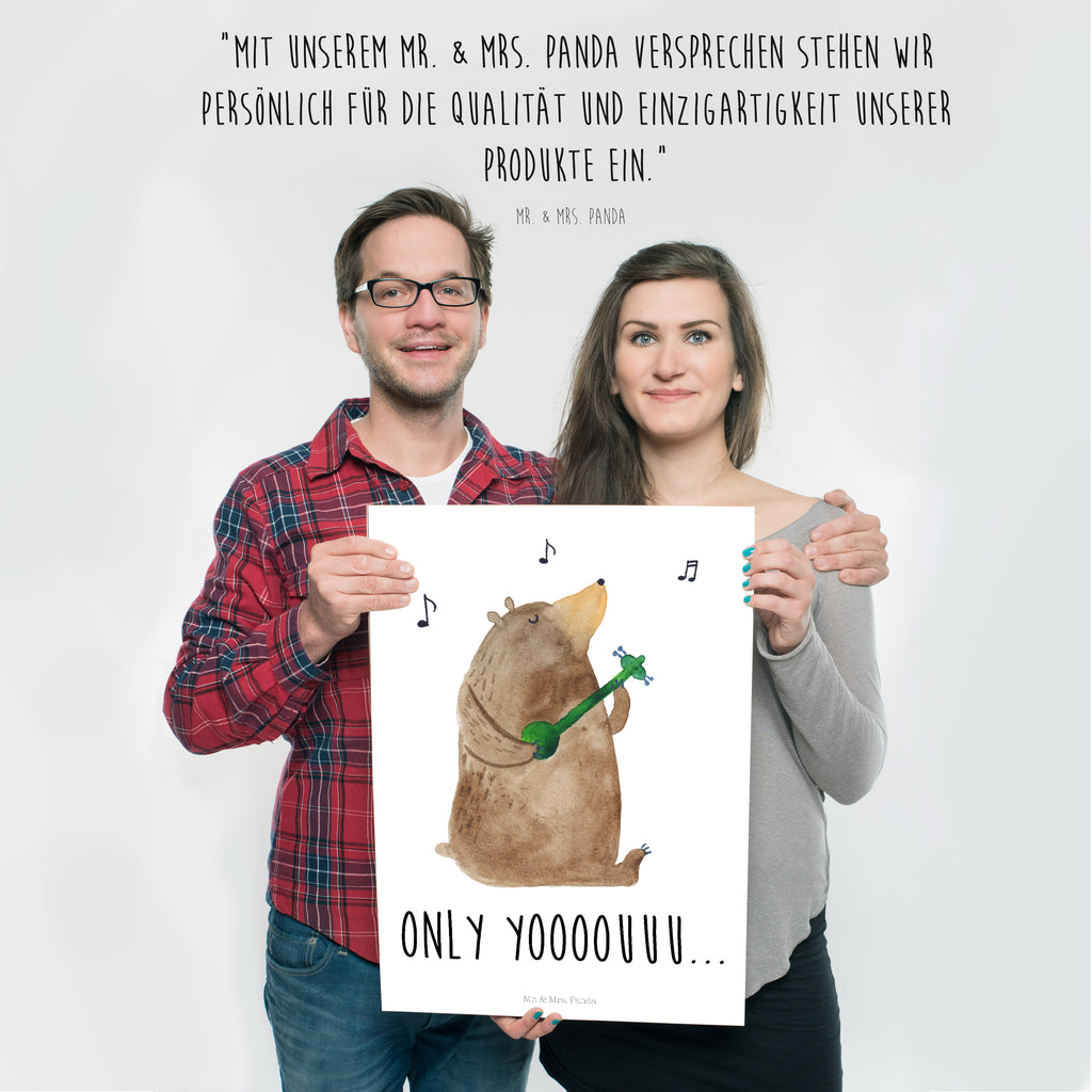 Poster Bär Gitarre Poster, Wandposter, Bild, Wanddeko, Küchenposter, Kinderposter, Wanddeko Bild, Raumdekoration, Wanddekoration, Handgemaltes Poster, Mr. & Mrs. Panda Poster, Designposter, Kunstdruck, Posterdruck, Bär, Teddy, Teddybär