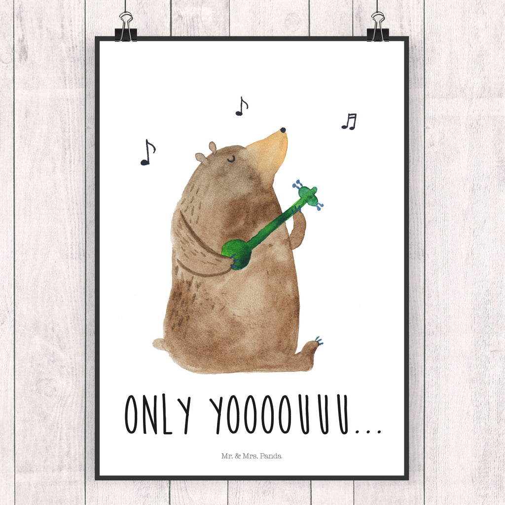 Poster Bär Gitarre Poster, Wandposter, Bild, Wanddeko, Küchenposter, Kinderposter, Wanddeko Bild, Raumdekoration, Wanddekoration, Handgemaltes Poster, Mr. & Mrs. Panda Poster, Designposter, Kunstdruck, Posterdruck, Bär, Teddy, Teddybär