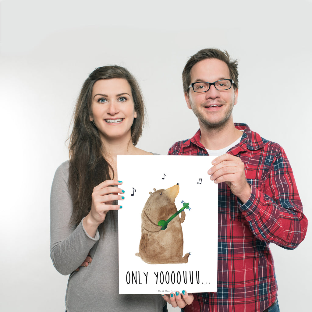 Poster Bär Gitarre Poster, Wandposter, Bild, Wanddeko, Küchenposter, Kinderposter, Wanddeko Bild, Raumdekoration, Wanddekoration, Handgemaltes Poster, Mr. & Mrs. Panda Poster, Designposter, Kunstdruck, Posterdruck, Bär, Teddy, Teddybär
