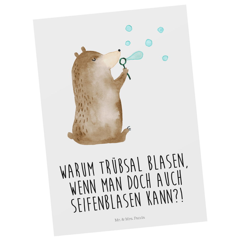 Postkarte Bär Seifenblasen Geschenkkarte, Grußkarte, Karte, Einladung, Ansichtskarte, Geburtstagskarte, Einladungskarte, Bär, Teddy, Teddybär, Seifenblasen Bär Lustig Sein Glücklich Traurig Happy