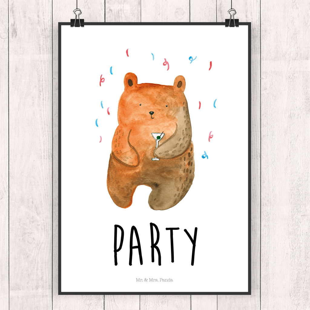 Poster Bär Party Poster, Wandposter, Bild, Wanddeko, Küchenposter, Kinderposter, Wanddeko Bild, Raumdekoration, Wanddekoration, Handgemaltes Poster, Mr. & Mrs. Panda Poster, Designposter, Kunstdruck, Posterdruck, Bär, Teddy, Teddybär, Geburtstag, Geburtstagsgeschenk, Geschenk, Party, Feiern, Abfeiern, Mitbringsel, Gute Laune, Lustig