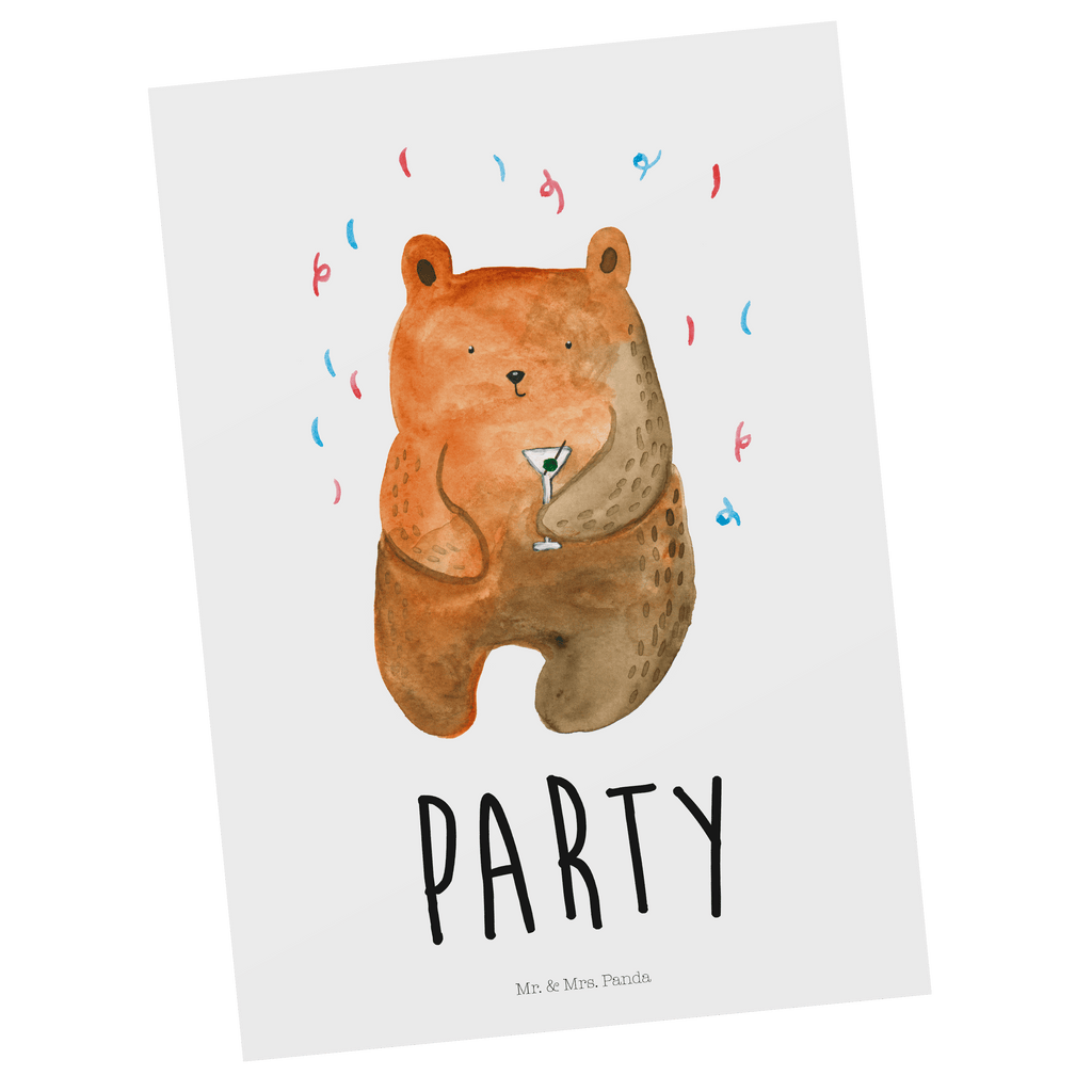 Postkarte Bär Party Geschenkkarte, Grußkarte, Karte, Einladung, Ansichtskarte, Geburtstagskarte, Einladungskarte, Dankeskarte, Bär, Teddy, Teddybär, Geburtstag, Geburtstagsgeschenk, Geschenk, Party, Feiern, Abfeiern, Mitbringsel, Gute Laune, Lustig