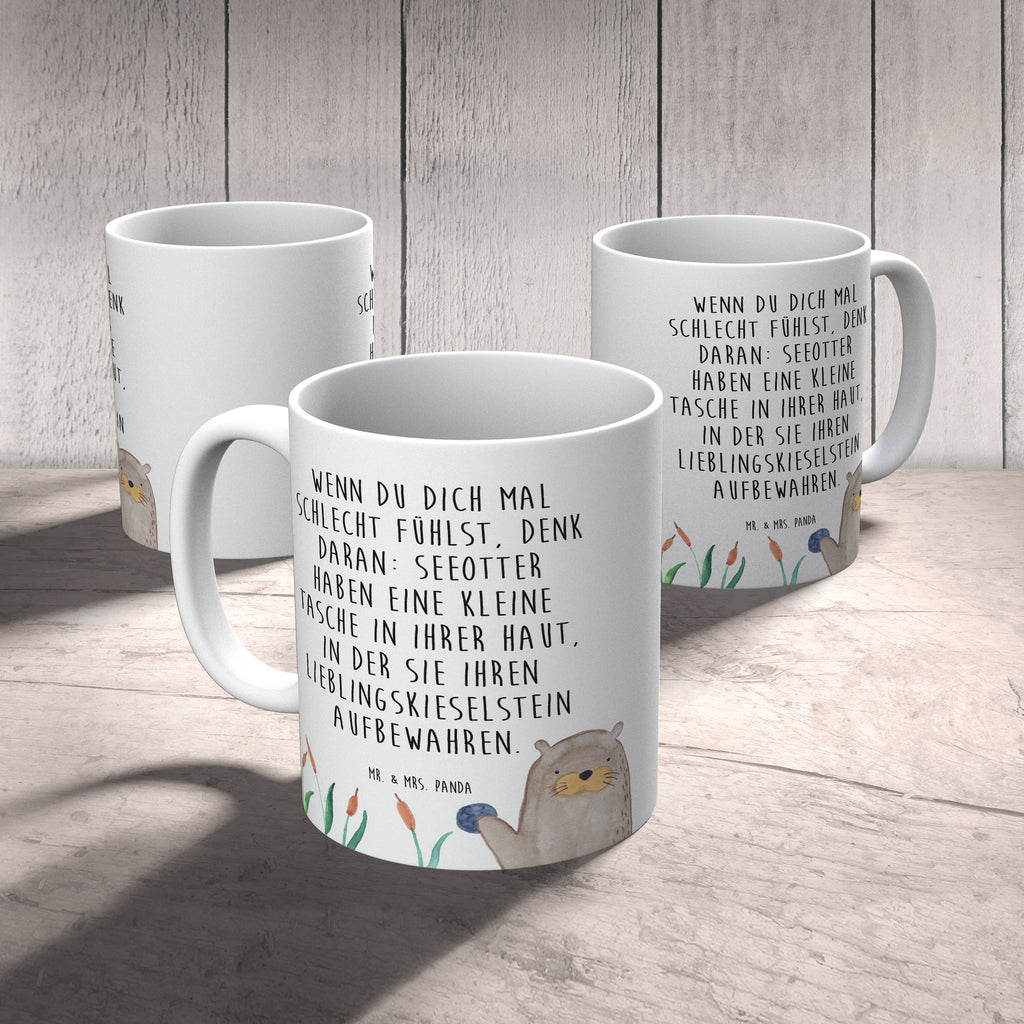 Tasse Otter mit Stein Otter Seeotter See Otter Becher, Kaffeetasse, Kaffeebecher, Tee, Frühstück, Büro  Otter,  Fischotter,  Seeotter
