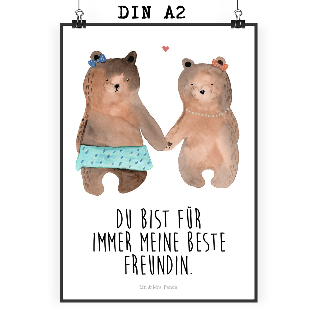 Poster Bär Freundin Poster, Wandposter, Bild, Wanddeko, Küchenposter, Kinderposter, Wanddeko Bild, Raumdekoration, Wanddekoration, Handgemaltes Poster, Mr. & Mrs. Panda Poster, Designposter, Kunstdruck, Posterdruck, Bär, Teddy, Teddybär, Bär Freundin Beste Freund Liebe Liebesbeweis Verliebt Kumpel Kumpeliene