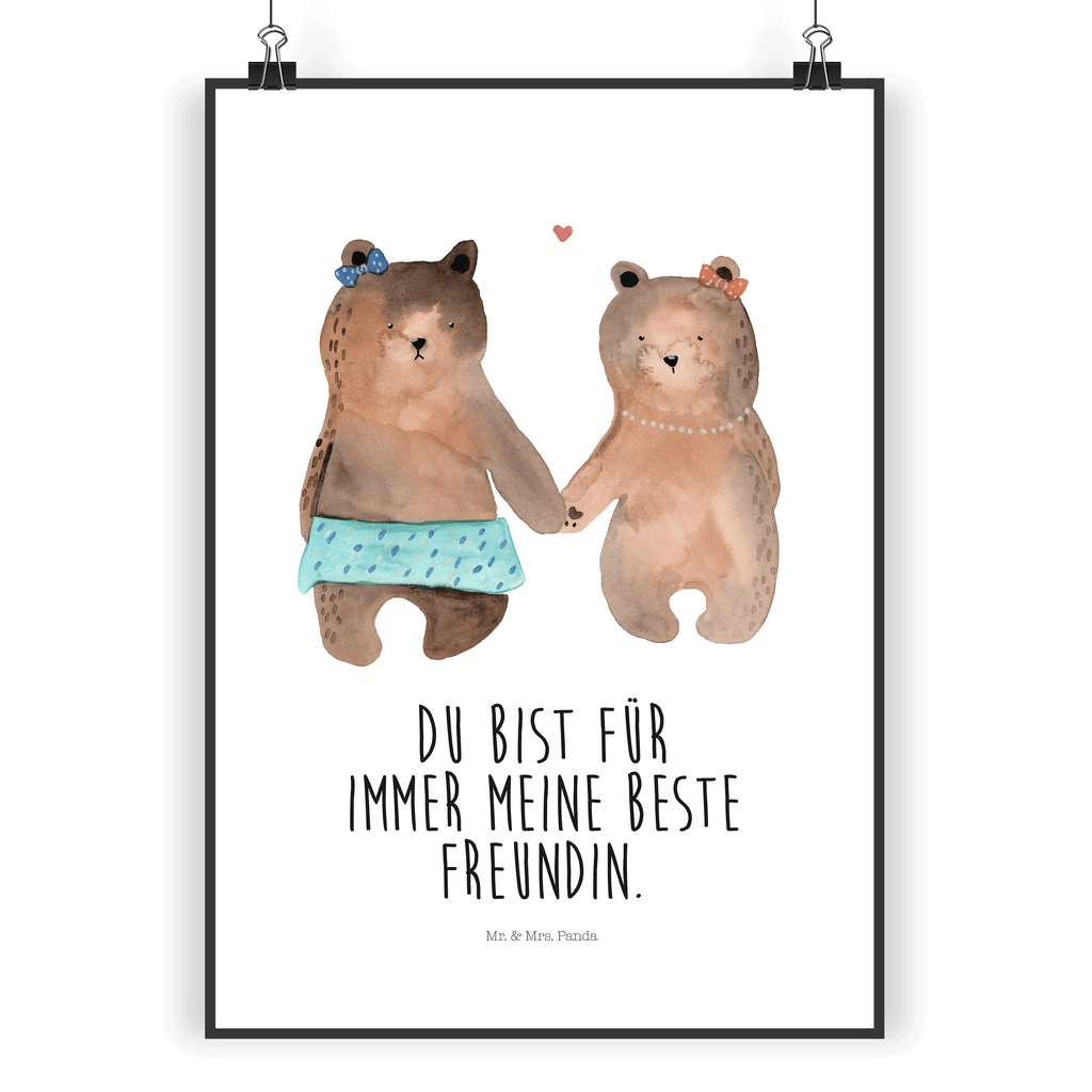 Poster Bär Freundin Poster, Wandposter, Bild, Wanddeko, Küchenposter, Kinderposter, Wanddeko Bild, Raumdekoration, Wanddekoration, Handgemaltes Poster, Mr. & Mrs. Panda Poster, Designposter, Kunstdruck, Posterdruck, Bär, Teddy, Teddybär, Bär Freundin Beste Freund Liebe Liebesbeweis Verliebt Kumpel Kumpeliene