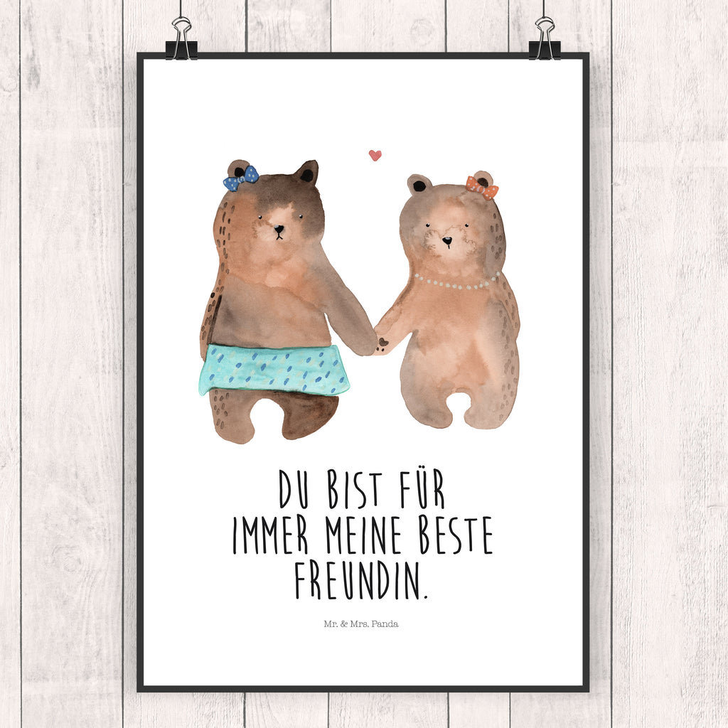 Poster Bär Freundin Poster, Wandposter, Bild, Wanddeko, Küchenposter, Kinderposter, Wanddeko Bild, Raumdekoration, Wanddekoration, Handgemaltes Poster, Mr. & Mrs. Panda Poster, Designposter, Kunstdruck, Posterdruck, Bär, Teddy, Teddybär, Bär Freundin Beste Freund Liebe Liebesbeweis Verliebt Kumpel Kumpeliene