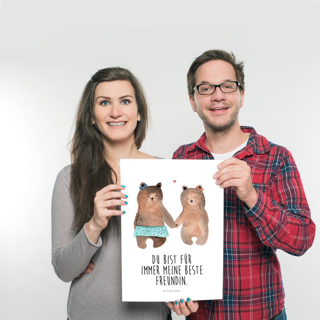 Poster Bär Freundin Poster, Wandposter, Bild, Wanddeko, Küchenposter, Kinderposter, Wanddeko Bild, Raumdekoration, Wanddekoration, Handgemaltes Poster, Mr. & Mrs. Panda Poster, Designposter, Kunstdruck, Posterdruck, Bär, Teddy, Teddybär, Bär Freundin Beste Freund Liebe Liebesbeweis Verliebt Kumpel Kumpeliene
