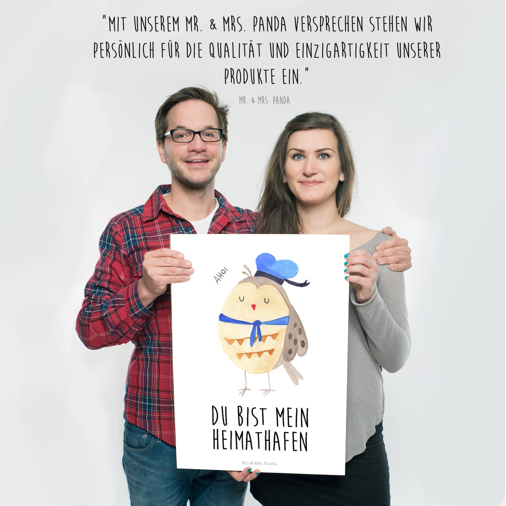 Poster Eule Matrosen Poster, Wandposter, Bild, Wanddeko, Küchenposter, Kinderposter, Wanddeko Bild, Raumdekoration, Wanddekoration, Handgemaltes Poster, Mr. & Mrs. Panda Poster, Designposter, Kunstdruck, Posterdruck, Eule, Eule Spruch, Eule Deko, Owl, Wortspiel lustig, Matrose, Freundin, Ehe, Seefahrer, Heimathafen, Hochzeitstag Geschenk