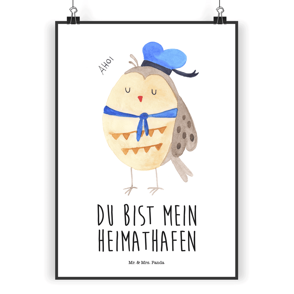 Poster Eule Matrosen Poster, Wandposter, Bild, Wanddeko, Küchenposter, Kinderposter, Wanddeko Bild, Raumdekoration, Wanddekoration, Handgemaltes Poster, Mr. & Mrs. Panda Poster, Designposter, Kunstdruck, Posterdruck, Eule, Eule Spruch, Eule Deko, Owl, Wortspiel lustig, Matrose, Freundin, Ehe, Seefahrer, Heimathafen, Hochzeitstag Geschenk