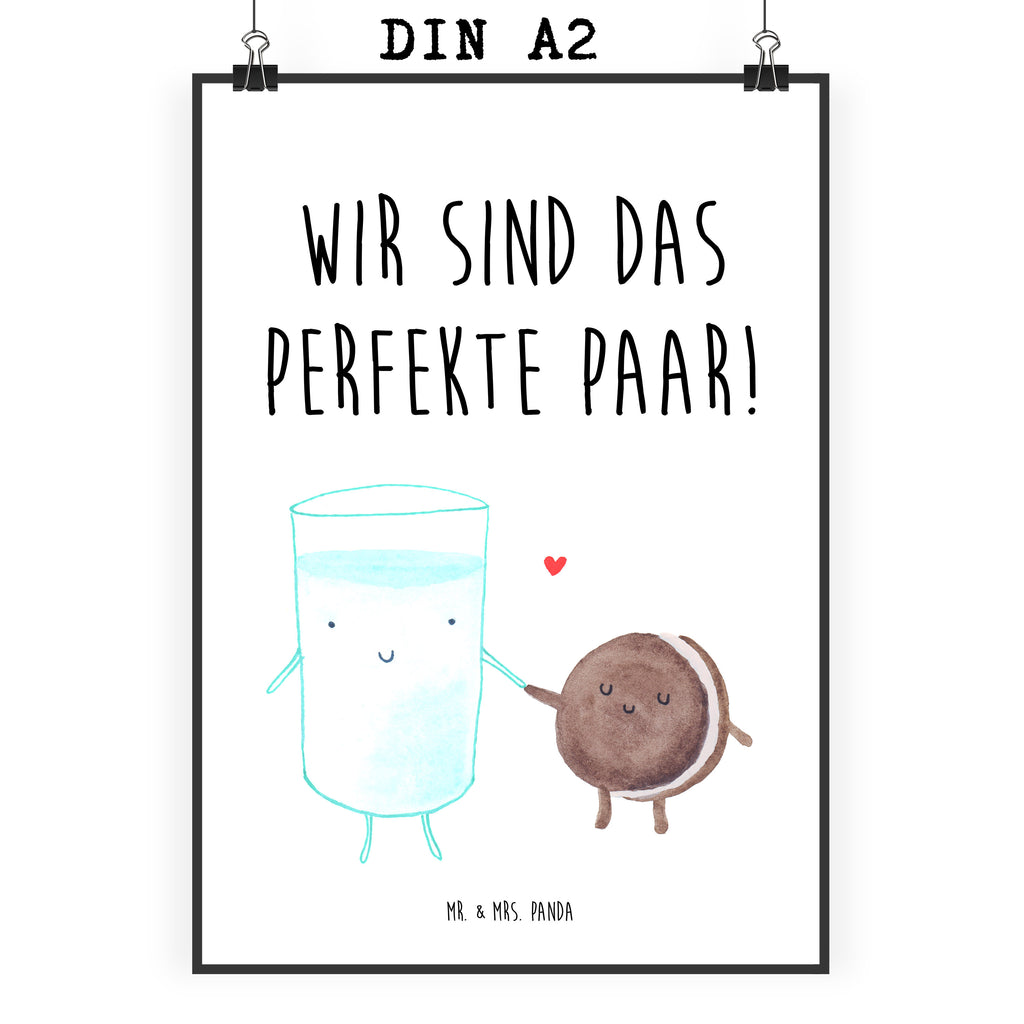 Poster Milch & Keks Poster, Wandposter, Bild, Wanddeko, Küchenposter, Kinderposter, Wanddeko Bild, Raumdekoration, Wanddekoration, Handgemaltes Poster, Mr. & Mrs. Panda Poster, Designposter, Kunstdruck, Posterdruck, Tiermotive, Gute Laune, lustige Sprüche, Tiere, Milk, Cookie, Milch, Keks, Kekse, Kaffee, Einladung Frühstück, Motiv süß, romantisch, perfektes Paar