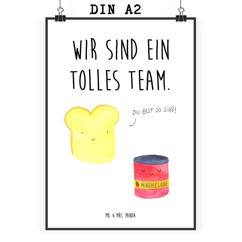 Poster Toast & Marmelade Poster, Wandposter, Bild, Wanddeko, Küchenposter, Kinderposter, Wanddeko Bild, Raumdekoration, Wanddekoration, Handgemaltes Poster, Mr. & Mrs. Panda Poster, Designposter, Kunstdruck, Posterdruck, Tiermotive, Gute Laune, lustige Sprüche, Tiere, Toast, Marmelade, Dreamteam, süße Postkarte, süß, Küche Deko, Küche Spruch, Frühstück Einladung, Brot, Toastbrot
