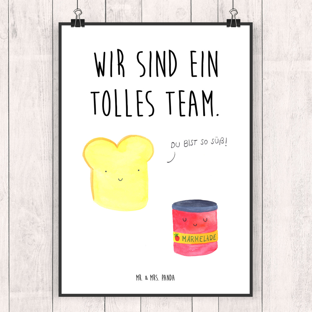 Poster Toast & Marmelade Poster, Wandposter, Bild, Wanddeko, Küchenposter, Kinderposter, Wanddeko Bild, Raumdekoration, Wanddekoration, Handgemaltes Poster, Mr. & Mrs. Panda Poster, Designposter, Kunstdruck, Posterdruck, Tiermotive, Gute Laune, lustige Sprüche, Tiere, Toast, Marmelade, Dreamteam, süße Postkarte, süß, Küche Deko, Küche Spruch, Frühstück Einladung, Brot, Toastbrot