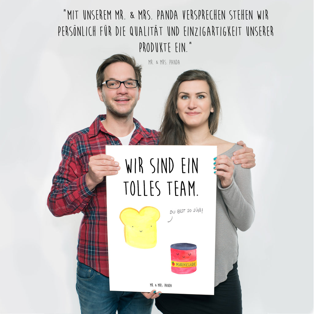 Poster Toast & Marmelade Poster, Wandposter, Bild, Wanddeko, Küchenposter, Kinderposter, Wanddeko Bild, Raumdekoration, Wanddekoration, Handgemaltes Poster, Mr. & Mrs. Panda Poster, Designposter, Kunstdruck, Posterdruck, Tiermotive, Gute Laune, lustige Sprüche, Tiere, Toast, Marmelade, Dreamteam, süße Postkarte, süß, Küche Deko, Küche Spruch, Frühstück Einladung, Brot, Toastbrot