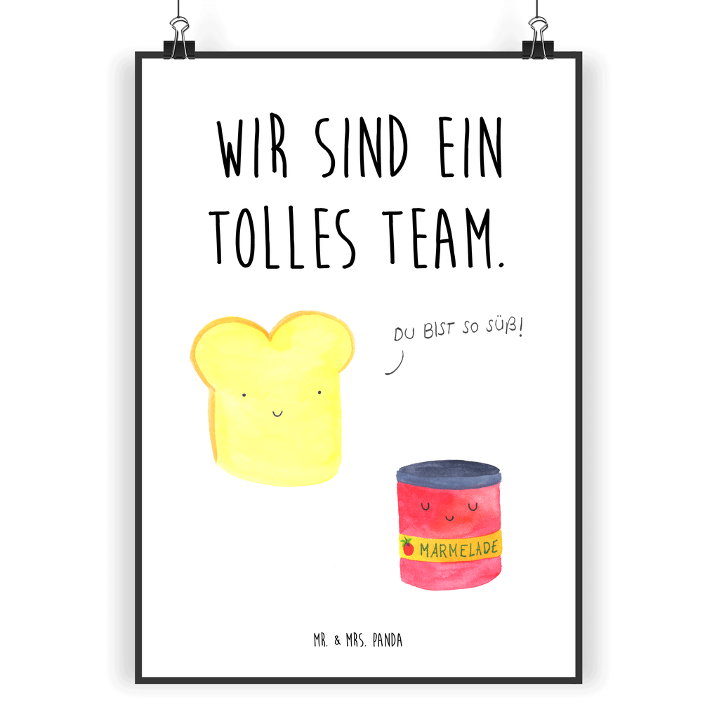 Poster Toast & Marmelade Poster, Wandposter, Bild, Wanddeko, Küchenposter, Kinderposter, Wanddeko Bild, Raumdekoration, Wanddekoration, Handgemaltes Poster, Mr. & Mrs. Panda Poster, Designposter, Kunstdruck, Posterdruck, Tiermotive, Gute Laune, lustige Sprüche, Tiere, Toast, Marmelade, Dreamteam, süße Postkarte, süß, Küche Deko, Küche Spruch, Frühstück Einladung, Brot, Toastbrot