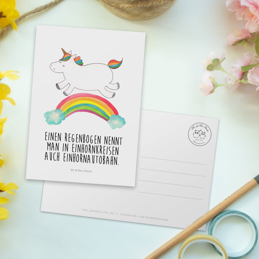 Postkarte Einhorn Regenbogen Geschenkkarte, Grußkarte, Karte, Einladung, Ansichtskarte, Geburtstagskarte, Einladungskarte, Dankeskarte, Einhorn, Einhörner, Einhorn Deko, Pegasus, Unicorn, Regenbogen, Glitzer, Einhornpower, Erwachsenwerden, Einhornautobahn