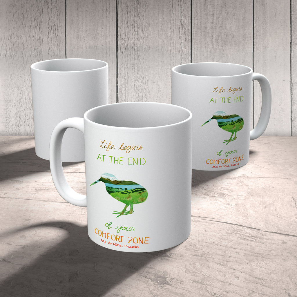Tasse Kiwi Neuseeland Neuseeland, New Zealand, Kiwi, Kiwivogel, Komfortzone, Life begins, Motivation, Leben, Becher, Kaffeetasse, Kaffeebecher, Tee, Frühstück, Büro  Blumen Deko, Frühlings Deko, Sommer Deko, Dekoration, positive Botschaft, Naturliebhaber, Outdoor, Natur, Abenteuer