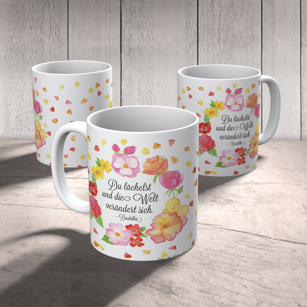 Tasse Du Lächelst Lächele, Welt verändert sich, Zitat Buddha, Lachen Spruch, glücklich sein, Zitat schön, Geschenk Freundin, Spruch positiv Becher, Kaffeetasse, Kaffeebecher, Tee, Frühstück, Büro  Blumen Deko, Frühlings Deko, Sommer Deko, Dekoration, positive Botschaft, Naturliebhaber, Outdoor, Natur, Abenteuer