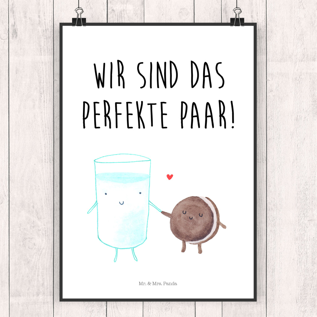 Poster Milch & Keks Poster, Wandposter, Bild, Wanddeko, Küchenposter, Kinderposter, Wanddeko Bild, Raumdekoration, Wanddekoration, Handgemaltes Poster, Mr. & Mrs. Panda Poster, Designposter, Kunstdruck, Posterdruck, Tiermotive, Gute Laune, lustige Sprüche, Tiere, Milk, Cookie, Milch, Keks, Kekse, Kaffee, Einladung Frühstück, Motiv süß, romantisch, perfektes Paar