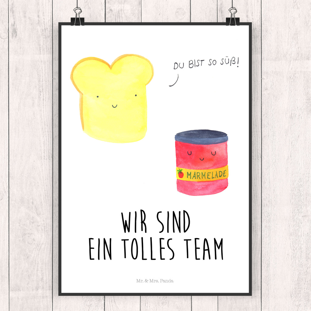 Poster Toast & Marmelade Poster, Wandposter, Bild, Wanddeko, Küchenposter, Kinderposter, Wanddeko Bild, Raumdekoration, Wanddekoration, Handgemaltes Poster, Mr. & Mrs. Panda Poster, Designposter, Kunstdruck, Posterdruck, Tiermotive, Gute Laune, lustige Sprüche, Tiere, Toast, Marmelade, Dreamteam, süße Postkarte, süß, Küche Deko, Küche Spruch, Frühstück Einladung, Brot, Toastbrot