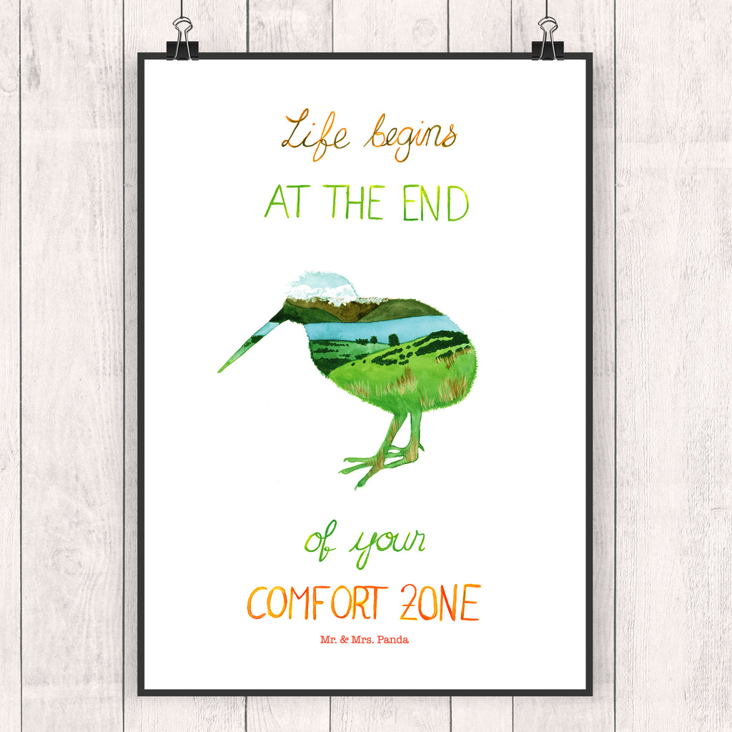 Poster Kiwi Neuseeland Neuseeland, New Zealand, Kiwi, Kiwivogel, Komfortzone, Life begins, Motivation, Leben, Poster, Wandposter, Bild, Wanddeko, Küchenposter, Kinderposter, Wanddeko Bild, Raumdekoration, Wanddekoration, Handgemaltes Poster, Mr. & Mrs. Panda Poster, Designposter, Kunstdruck, Posterdruck  Blumen Deko, Frühlings Deko, Sommer Deko, Dekoration, positive Botschaft, Naturliebhaber, Outdoor, Natur, Abenteuer