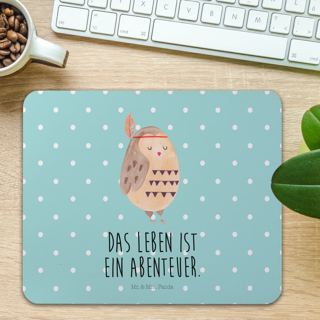 Mauspad Eule Federschmuck Mousepad, Computer zubehör, Büroausstattung, PC Zubehör, Arbeitszimmer, Mauspad, Einzigartiges Mauspad, Designer Mauspad, Eule, Eule Deko, Owl, Das Leben ist ein Abenteuer, Reisespruch, Federschmuck, Dekoration