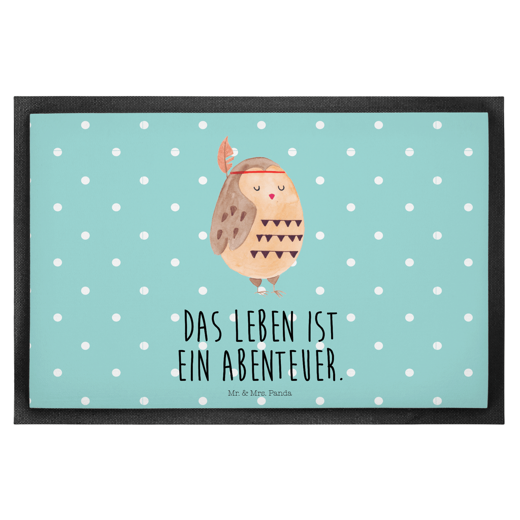 Fußmatte Eule Federschmuck Eule, Eule Deko, Owl, Das Leben ist ein Abenteuer, Reisespruch, Federschmuck, Dekoration  Türvorleger, Schmutzmatte, Fußabtreter, Matte, Schmutzfänger, Fußabstreifer, Schmutzfangmatte, Türmatte, Motivfußmatte,  Haustürmatte, Vorleger  Eule