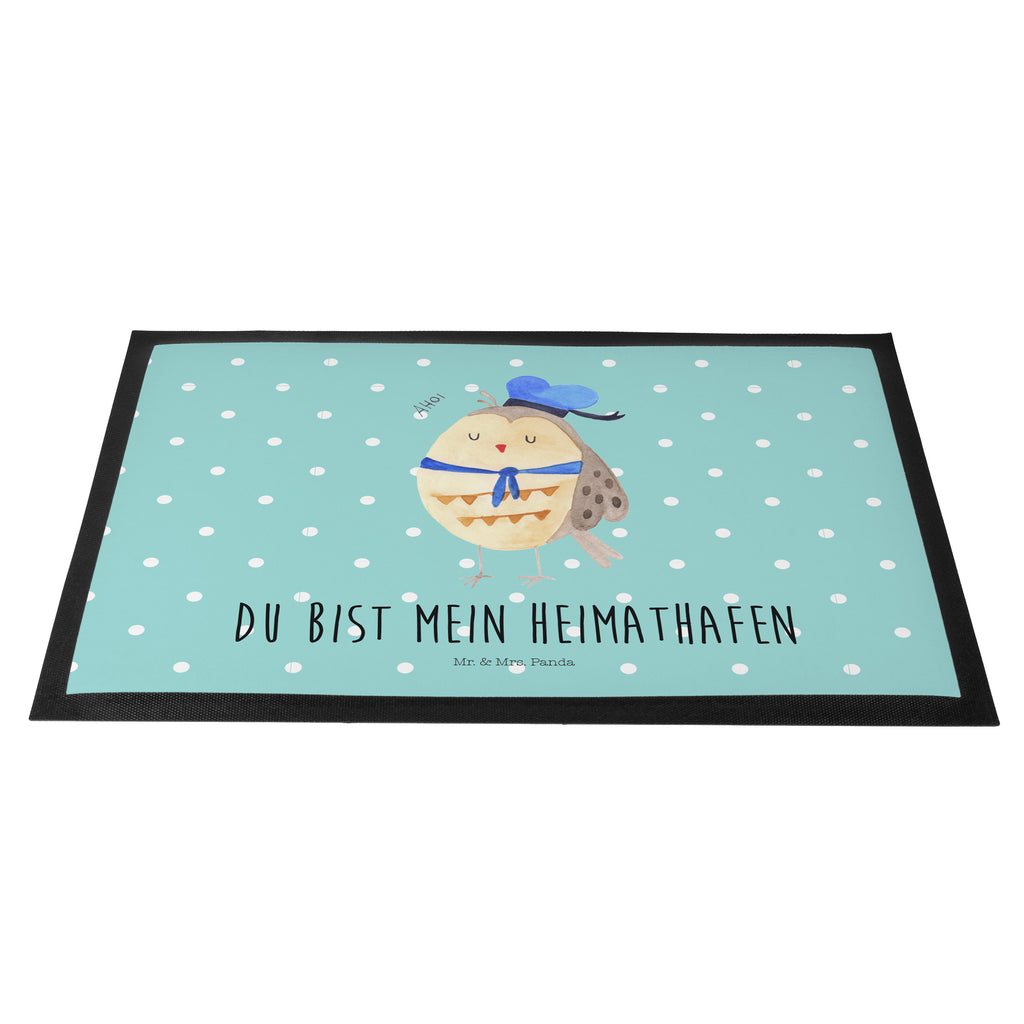 Fußmatte Eule Matrosen Eule Spruch, Eule Deko, Owl, Wortspiel lustig, Matrose, Freundin, Ehe, Seefahrer, Heimathafen, Hochzeitstag Geschenk   Türvorleger, Schmutzmatte, Fußabtreter, Matte, Schmutzfänger, Fußabstreifer, Schmutzfangmatte, Türmatte, Motivfußmatte,  Haustürmatte, Vorleger  Eule