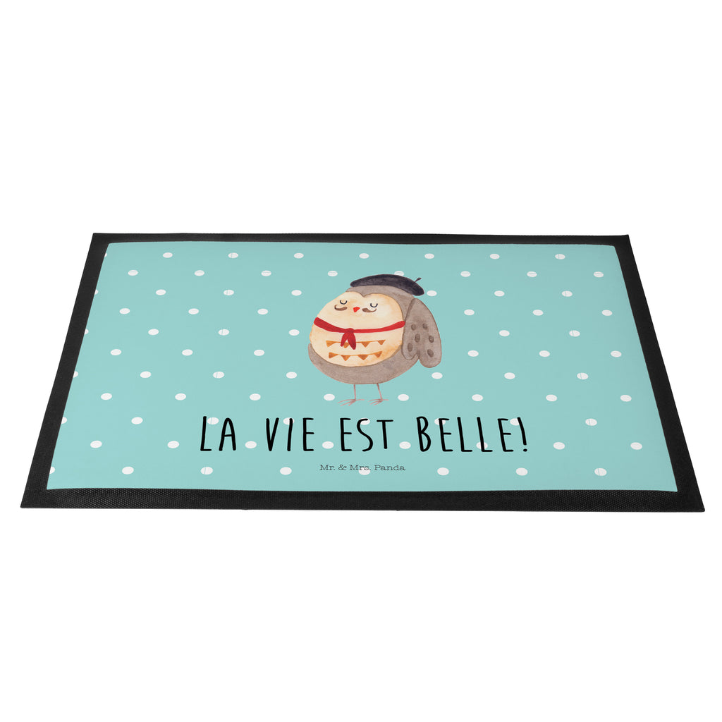 Fußmatte Eule Französisch Eule, Eulen, Eule Deko, Owl, hibou, La vie est belle, das Leben ist schön, Spruch schön, Spruch Französisch, Frankreich Türvorleger, Schmutzmatte, Fußabtreter, Matte, Schmutzfänger, Fußabstreifer, Schmutzfangmatte, Türmatte, Motivfußmatte,  Haustürmatte, Vorleger  Eule